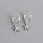 925 Sterling Silver Starfish Hoop Earring for Women Geometric Gold Silver Jewelry Wholesale S-E1388 - Image 4