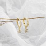 ANENJERY 925 Sterling Silver Shiny Inlaid Micro Cubic Zircon Star Hoop Earrings Ear Jewelry For Women Party Gifts S-E1132 - Image 4