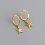 925 Sterling Silver Starfish Hoop Earring for Women Geometric Gold Silver Jewelry Wholesale S-E1388 - Image 7